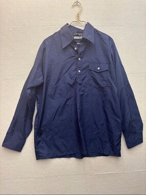 Obermeyer Lightweight Long Sleeve Button Pullover vintage wind shirt large blue